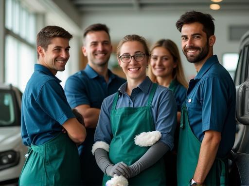 Équipe Lavage Éclat au travail